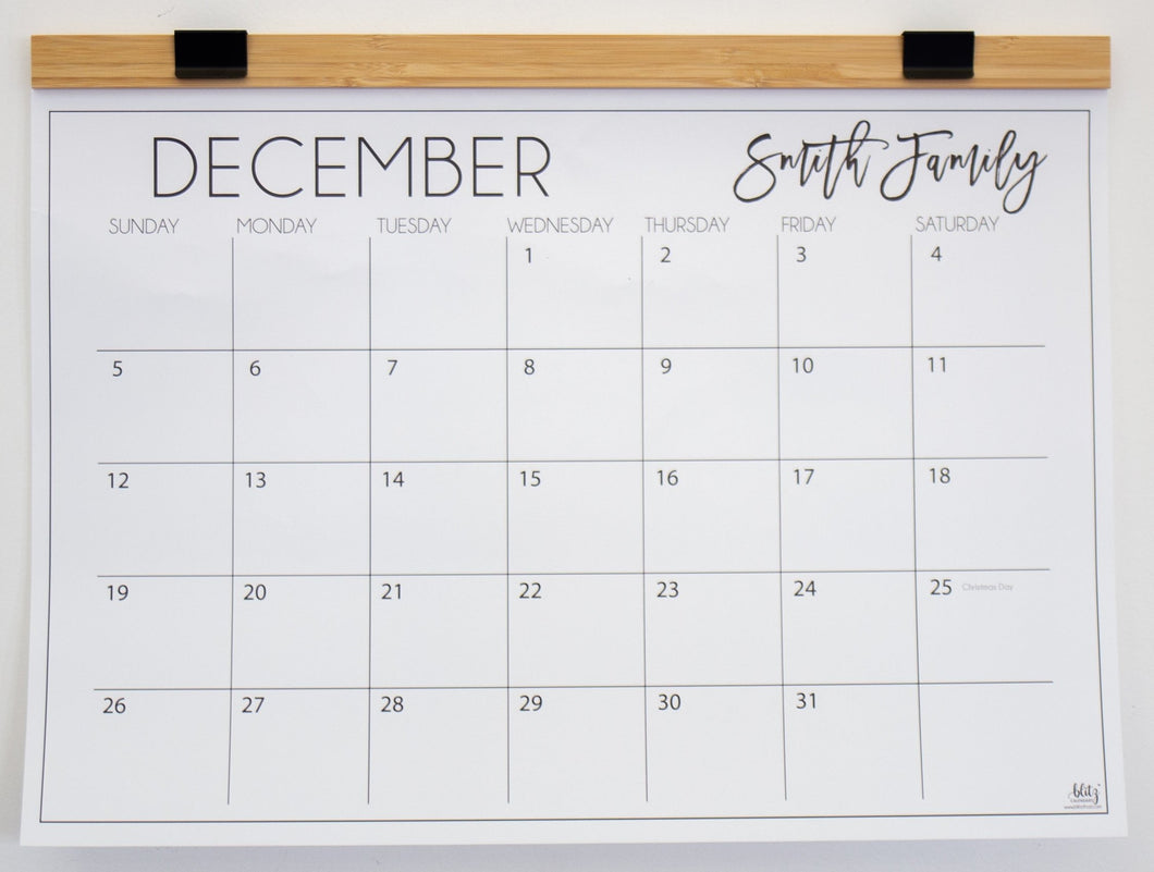 Classic Calendar with Wood Hanger and Refills
