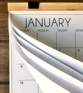 Classic Calendar with Wood Hanger and Refills