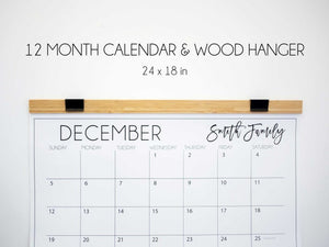Classic Calendar with Wood Hanger and Refills